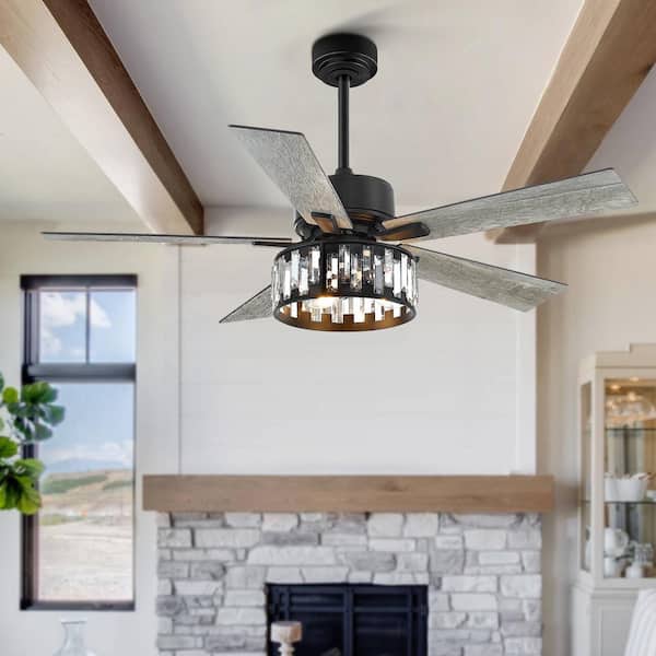 Lamober Barnett 52 in. Indoor Black Ceiling Fan with Light Kit and Remote Control Included