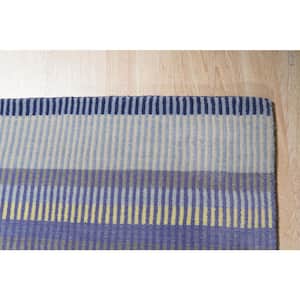 10 ft x 14 ft. Lavender Elegant and Durable Hand Knotted Luxurious Modern Knotted Striped Rectangle Wool Area Rugs