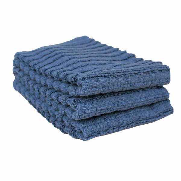 RITZ Royale Federal Blue Solid Cotton Dish Cloth (Set of 3)