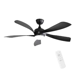 Blade Span 52 in. Smart Indoor/Outdoor Black Low Profile Ceiling Fan with LED Light and Remote Control