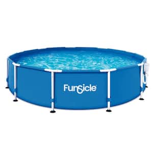12 ft. Round 30 in. Deep Metal Frame Above Ground Swimming Pool with Pump, Blue