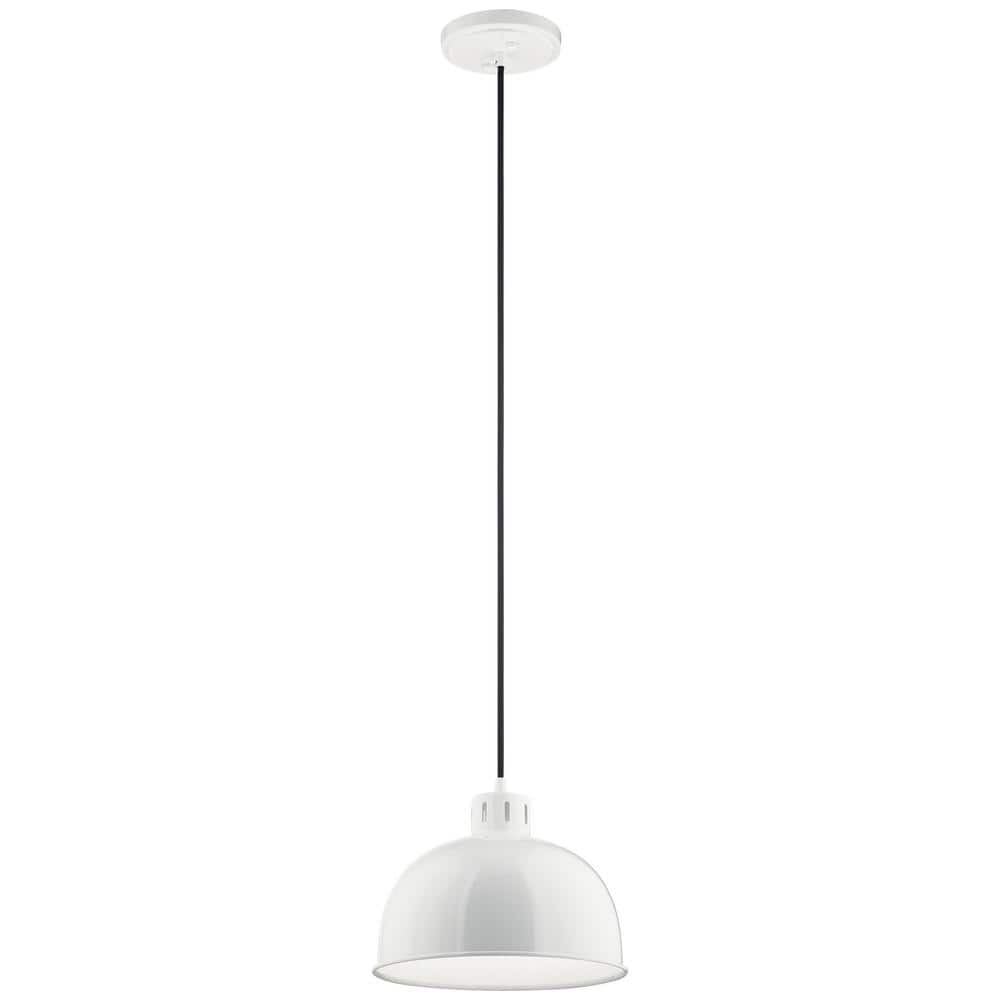 Zailey Black and White 11.5" Transitional Glass Bowl Pendant Light