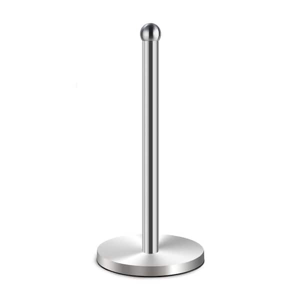 Freestanding Brushed Nickel Paper Towel Holder Countertop One-Handed Tear Stainless Steel Weighted Stand