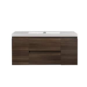 47.2 in. W x 19.7 in. D x 22.5 in. H Bath Vanity in Grey Oak with White Faux Marble Top