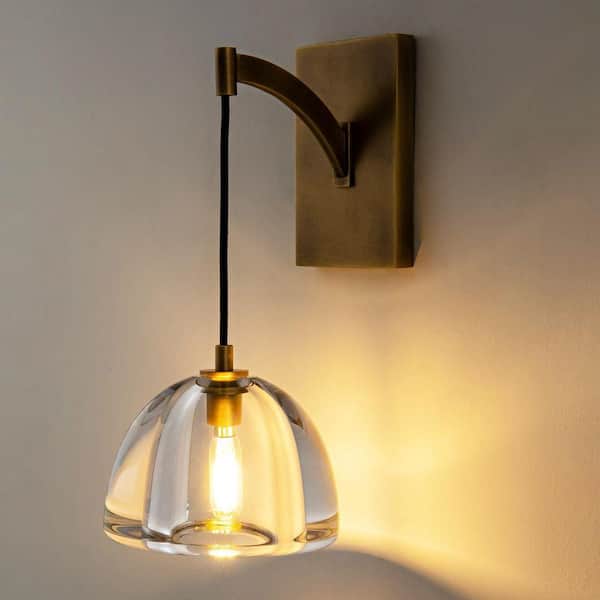 24 in. 1-Light Gold LED Wall Sconce, Solid Brass Modern Wall Sconce (Set of 2)