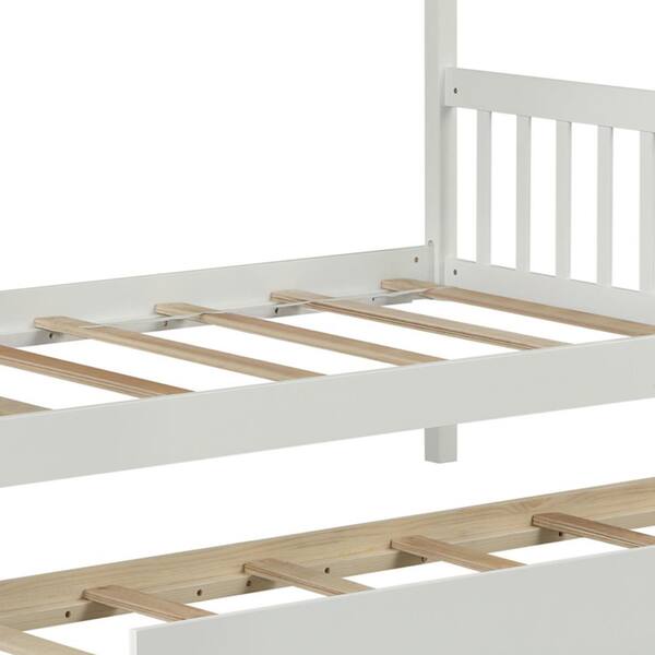 Seafuloy 79.5in.Lx41.8in.W White Pine Twin Size House Kids