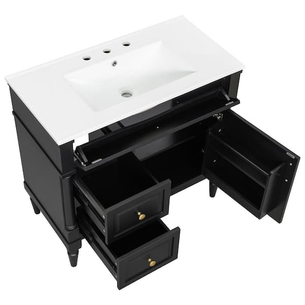 Ziyudura 36 in. Single Sink Freestanding Black Bath Vanity with