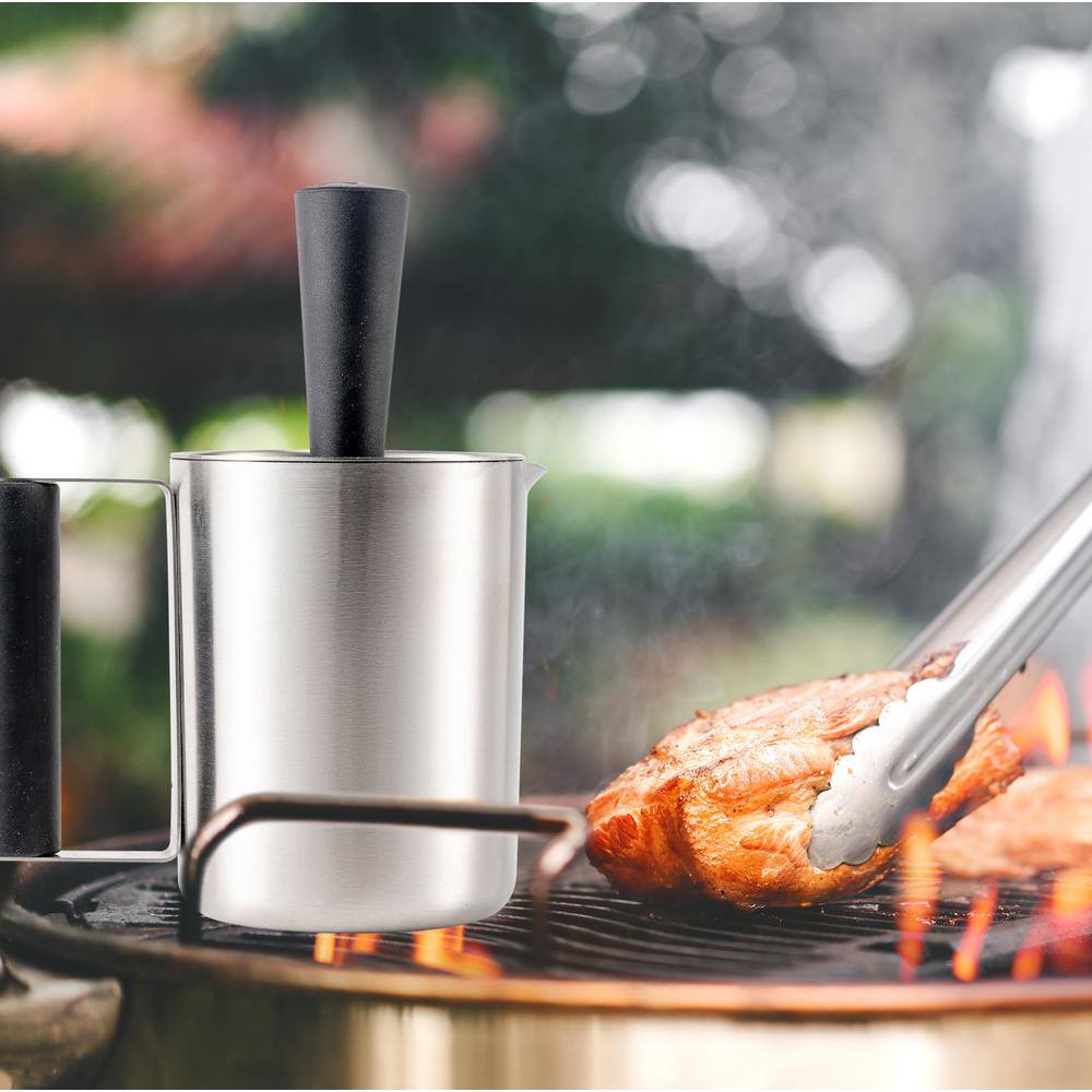 Stainless Steel Basting Pot with Silicone Brush and Airtight Lid