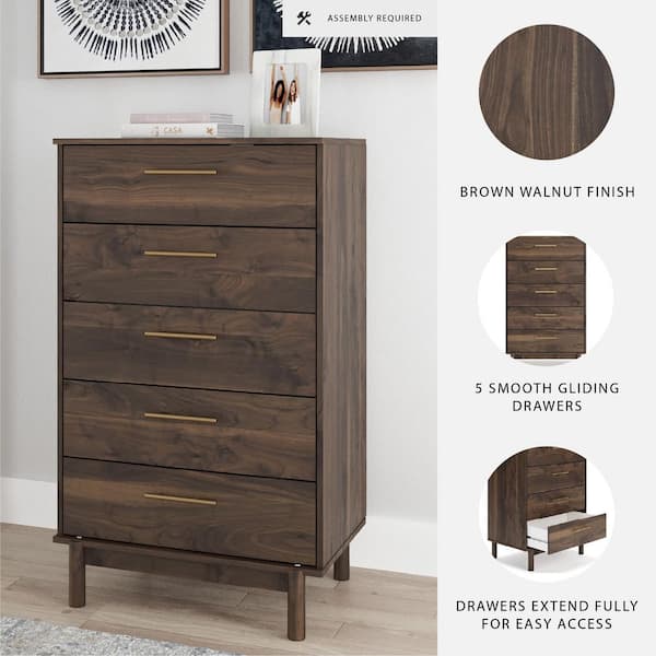 Signature DESIGN BY ASHLEY Calverson Brown 5 Drawer 29.88 in