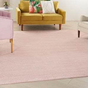 Essentials 9 ft. x 9 ft. Pink Square Solid Indoor/Outdoor Patio Area Rug
