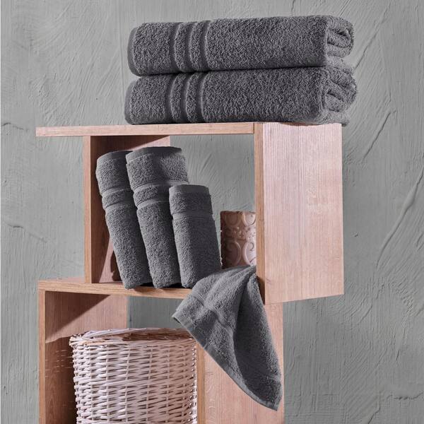 Hammam Linen 6-Piece Grey Turkish Cotton Bath Towel Set SN553ST06 - The  Home Depot