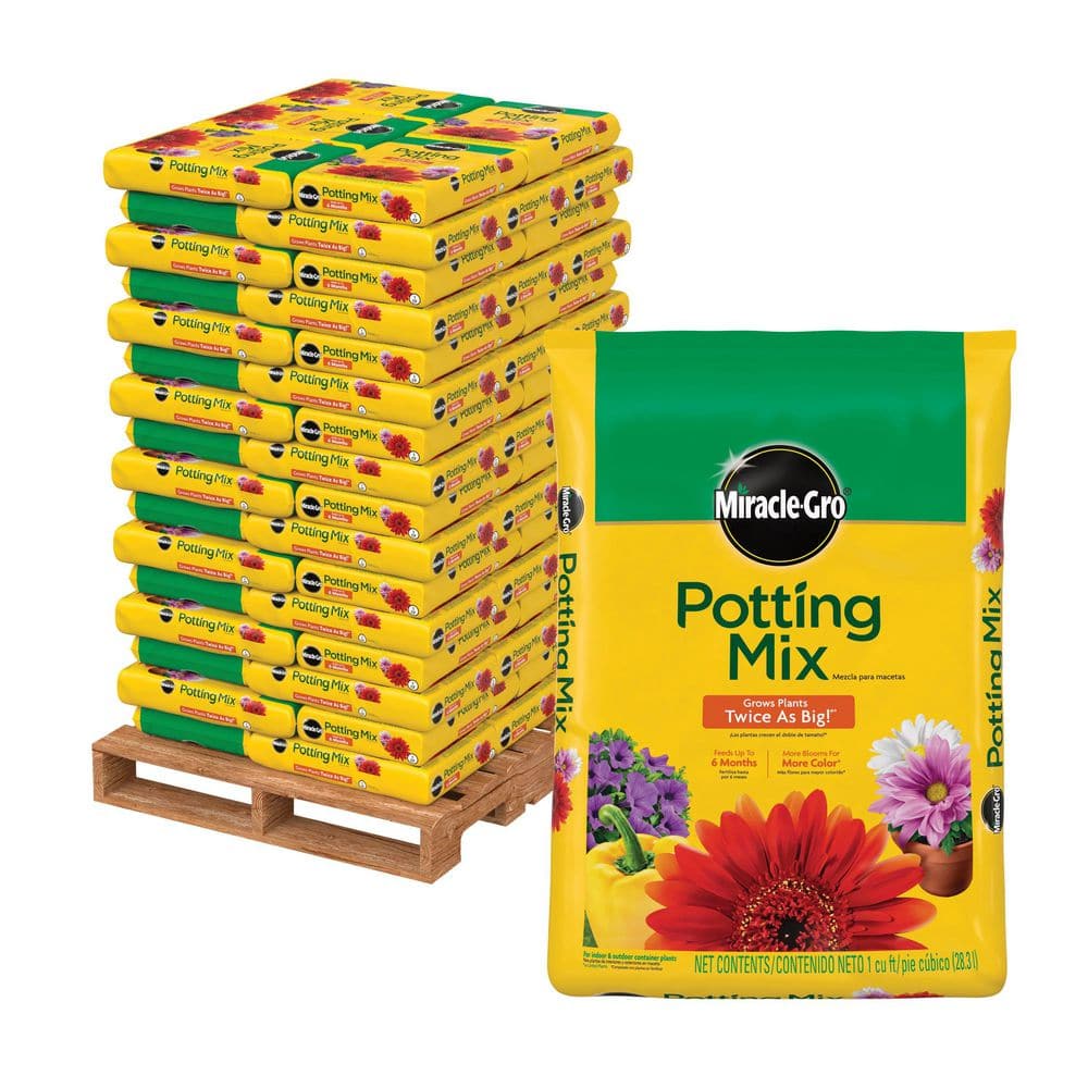 Miracle-Gro Potting Mix Pallet, 80 cu. ft., For Indoor and Outdoor Containers, Feeds Up to 6 Months (Pallet of 80 1 cu. ft. Bags)
