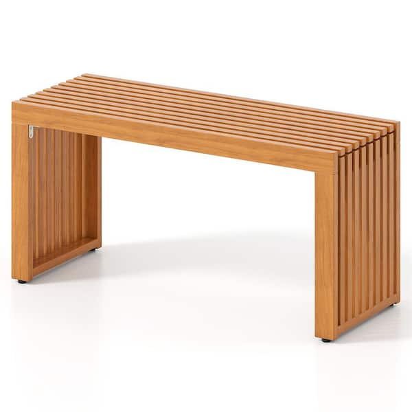 Outdoor Acacia Wood 2-Person Patio Garden Backless Bench with 800 lbs. Weight Capacity and Slatted Seat