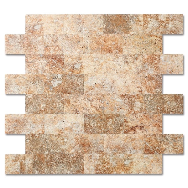 Yipscazo Light Brown 12 in. x 12 in. PVC Peel and Stick Tile Backsplash (5 sq. ft./5 Sheets)