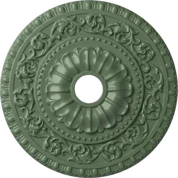 Ekena Millwork 2-1/8" x 23-1/2" x 23-1/2" Polyurethane Vaduz Ceiling, Hand-Painted Athenian Green