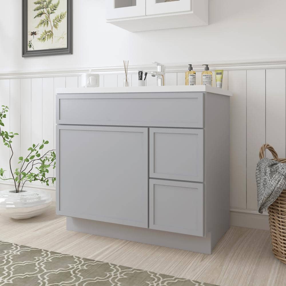 Gray Birch and Plywood Freestanding Single Bathroom Vanity