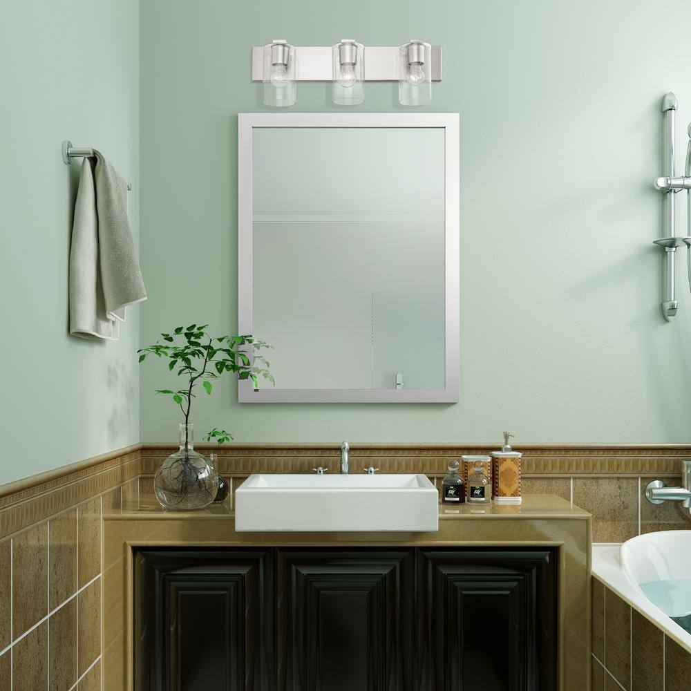 Zurich Collection 3-Light Brushed Nickel Vanity with Clear Glass