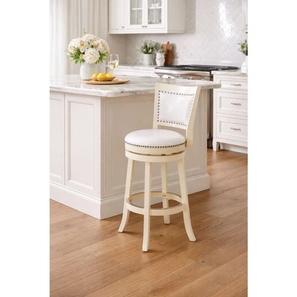 Bristol 29 in. Cream Swivel Cushioned Bar Stool