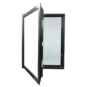 24 in. x 36 in. Casement Left-Handed Outswing Low-E Double-Pane Matte Black Aluminum Window with Screen Included