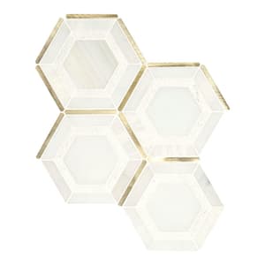 Medici Gold Pattern 10.83 in. x 12.44 in. x 8mm Stone Metal Blend Mesh Mounted Mosaic Tile 9.4 sq. ft.