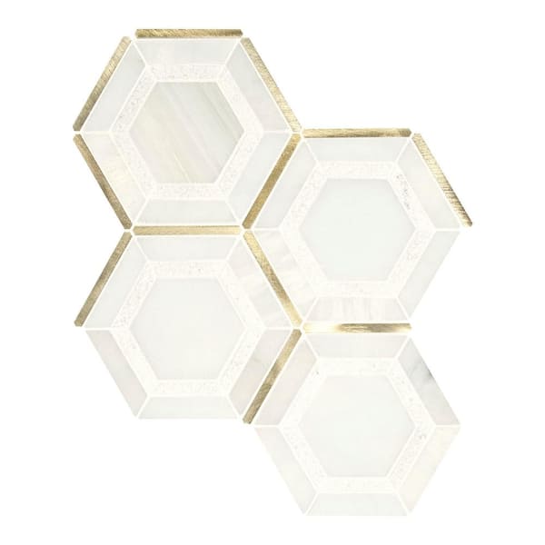 MSI Medici Gold Pattern 10.83 in. x 12.44 in. x 8mm Stone Metal Blend Mesh Mounted Mosaic Tile 9.4 sq. ft.