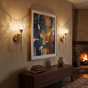 Kasay 15 in. 1-Light Golden Bronze Wall Sconce for Bathroom Living Room (2-Set)