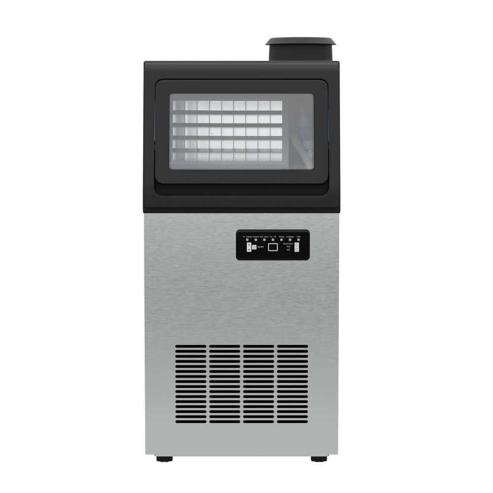 13.78 in. Stainless Steel 140 lb. /24 H Freestanding Commercial Ice Maker Full Size Ice Cubes with Dual Water Inlet