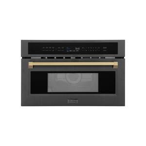 Autograph Edition 30 in. 1.6 cu. ft Built-In Microwave Oven in Black Stainless Steel and Champagne Bronze Accents