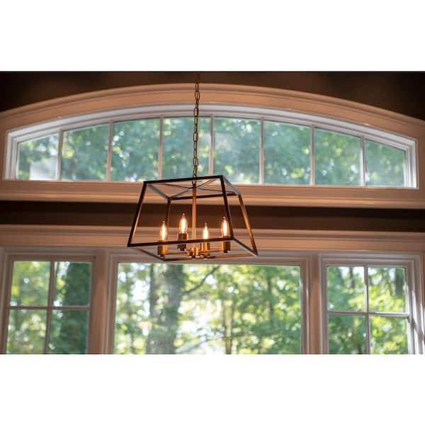 Decor Therapy Allen 4 Light Black Satin Pendant Ch1889 Decor Therapy Allen 4 Light Black Satin, Allen Roth Chandelier Lantern Style