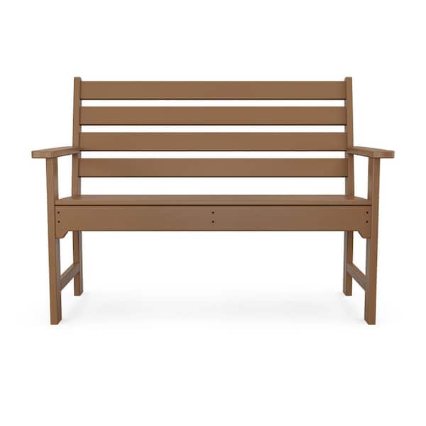 POLYWOOD Grant Park 48 in. 2-Person Teak Plastic Outdoor Bench