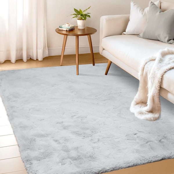 Gray 5 ft. x 8 ft. Fluffy Fuzzy Faux Fur Rug Plush Soft Furry Rug Area Rug