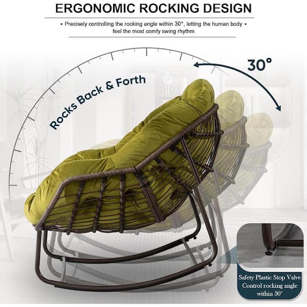 HOMEFUN Deluxe Oversized Wicker Rattan Steel Frame Padded