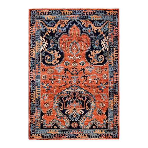 Solo Rugs Serapi One-of-a-Kind Traditional Orange 4 ft. x 6 ft. Hand Knotted Tribal Area Rug
