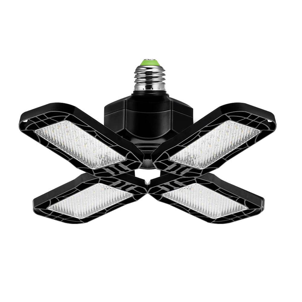 YANSUN 80-Watt Black Deformable LED Adjustable Garage Light Semi-Flush  Mount Lighting, 4-Leaf 6000K Daylight White H-GL00201E26 - The Home Depot