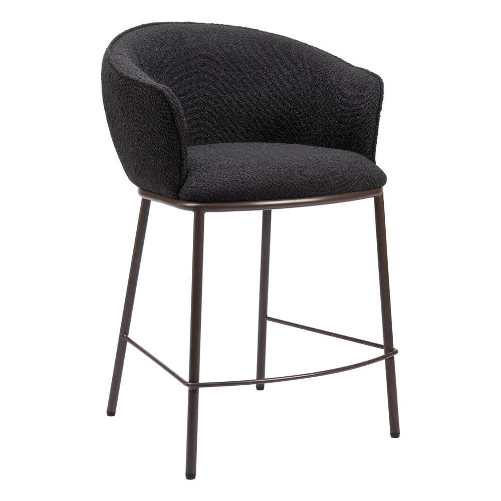 Essen Black Teddy Fabric and Bronze Counter Stool