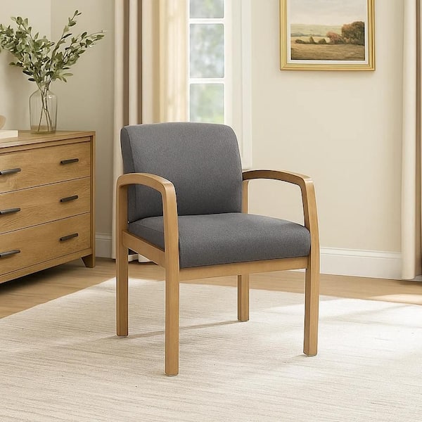 Gary Linen Fabric Upholstered Ergonomic Office Guest Chair in Slate Gray and Driftwood Gray with Non-Adjustable Arms