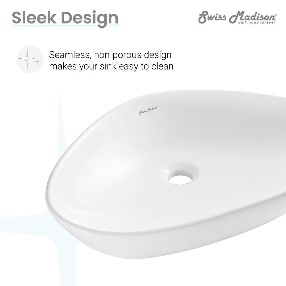 White Ceramic Above-Counter Vessel Sink, 23"