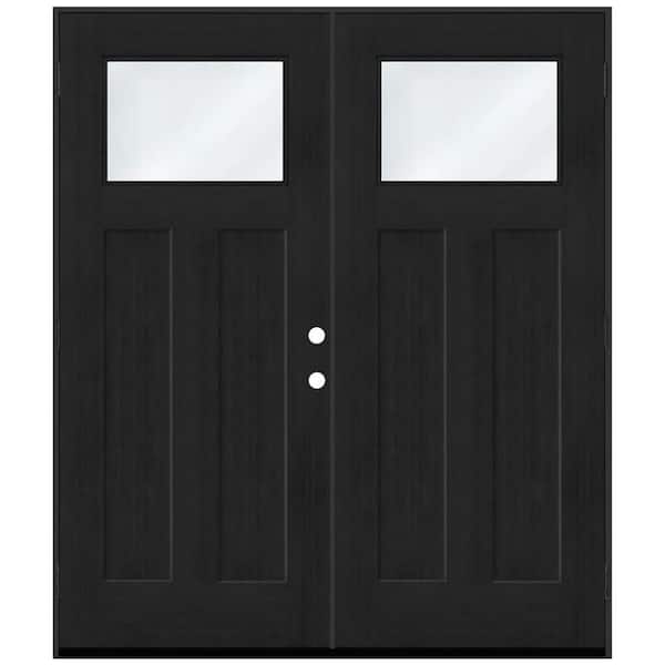 Regency 72 in. x 80 in. 1/4 TopL Clear Glass LHOS Onyx Fir Fiberglass Double Prehung Front Door with 6-9/16 Jamb