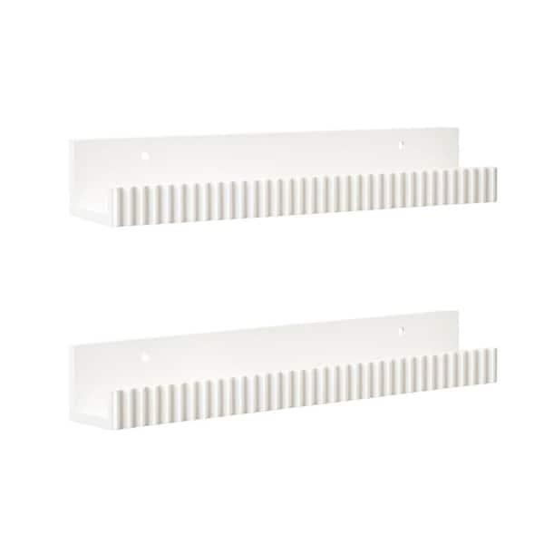 Kate and Laurel Furrow 24 in. W x 3 in. D White 2 Piece Wood Decorative Wall Shelf