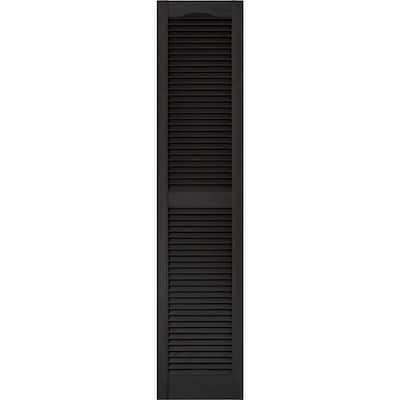 14.5 in. x 67 in. Louvered Vinyl Exterior Shutters Pair in Black
