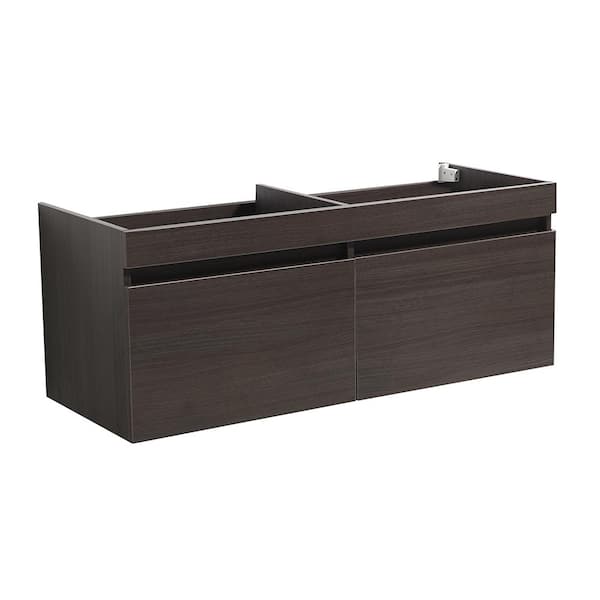 Fresca Mezzo 47 in. Modern Wall Hung Double Sink Bath Vanity Cabinet Only in Gray Oak