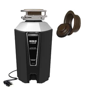 Designer Series 1.25 HP Continuous Feed Garbage Disposal with Oil Rubbed Bronze Sink Flange and Attached Power Cord