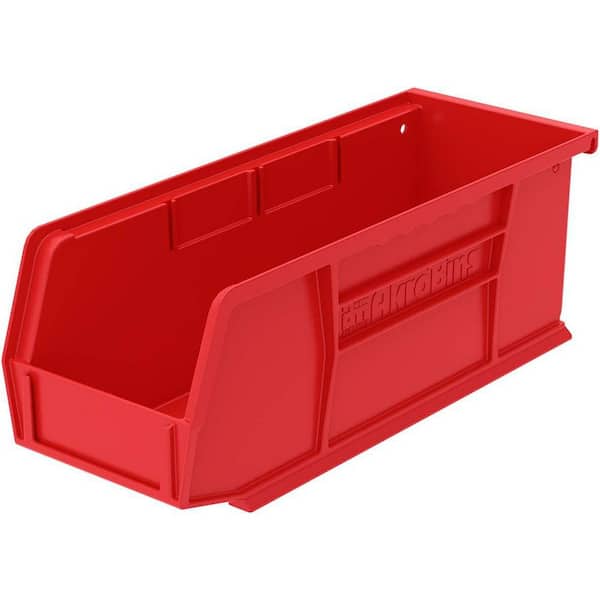 30224 Series, 4 1/8 in. W x 10 7/8 in. D x 4 in. H, Red Plastic Stackable Storage Bins Hanging Organizer, 12-Pack