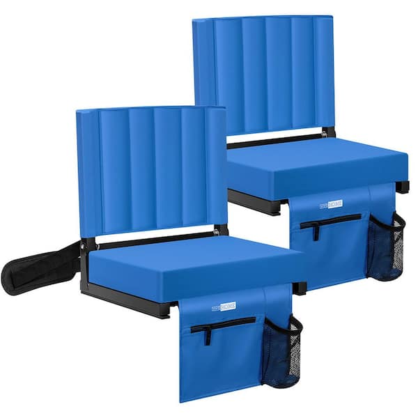 VIVOHOME 2-Pack Blue Portable Stadium Chair with Back Support and Cushion