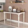 Rubber Wood Top 47.2 in. W Kitchen Utility Table, Wood Retro Classical Dining Table