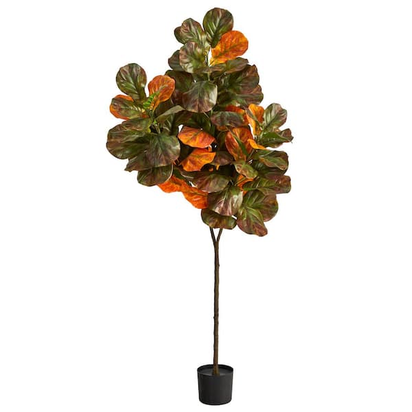 Nearly Natural 6 ft. Green Autumn Fiddle Leaf Artificial Tree