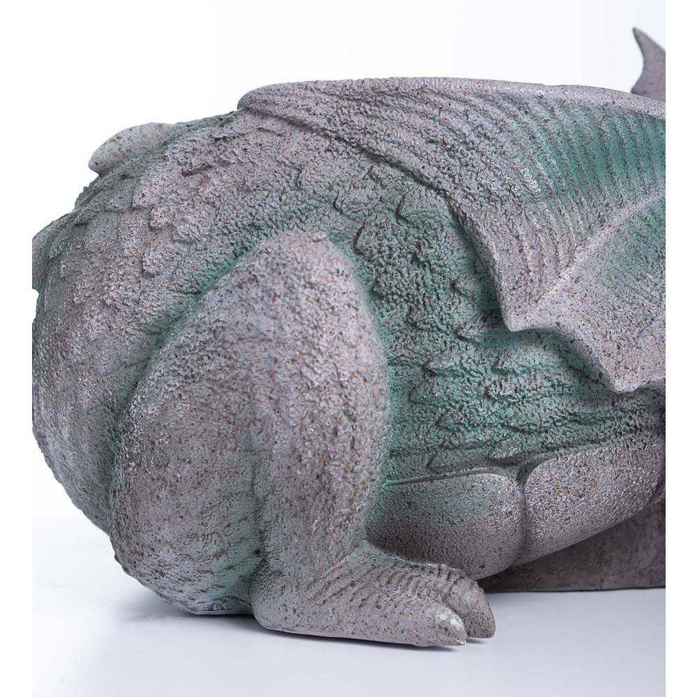 Gray Resin Sleeping Baby Dragon Indoor/Outdoor Planter Statue
