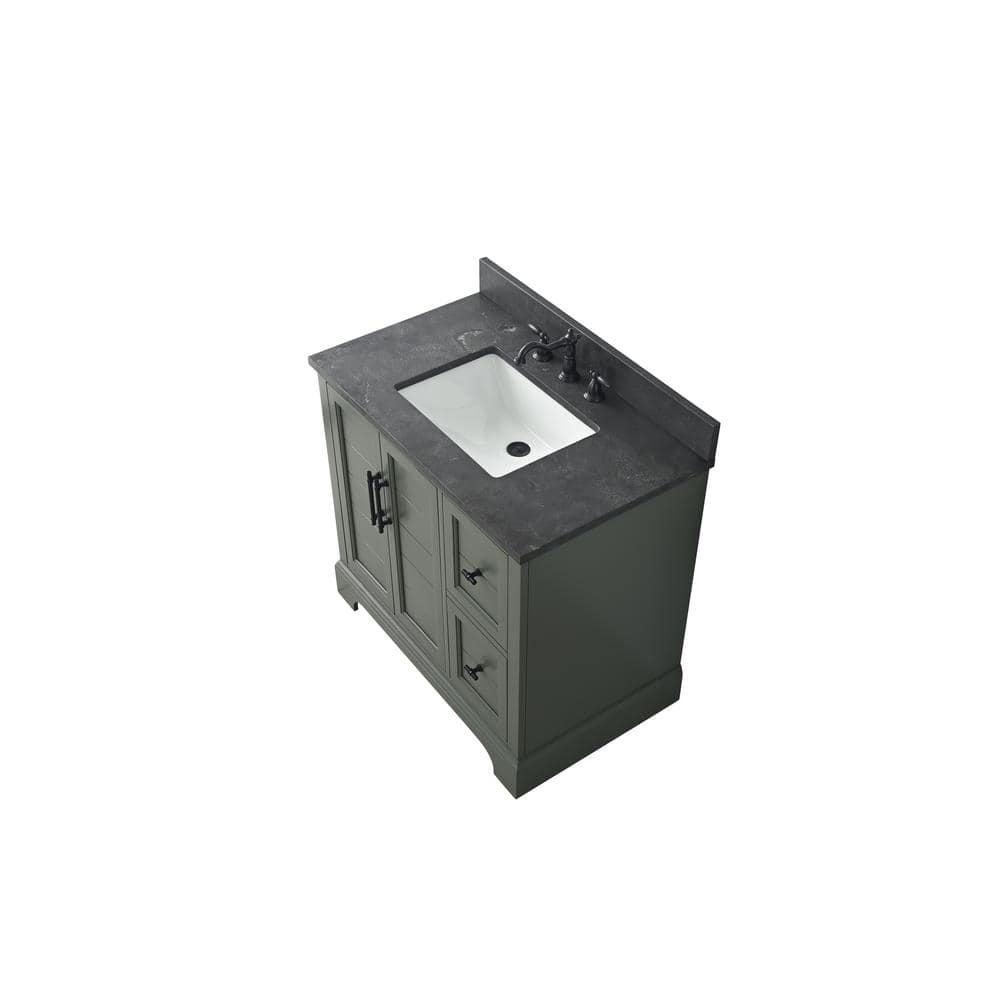 Vintage Green 36" Single Sink Bathroom Vanity with Stone Top