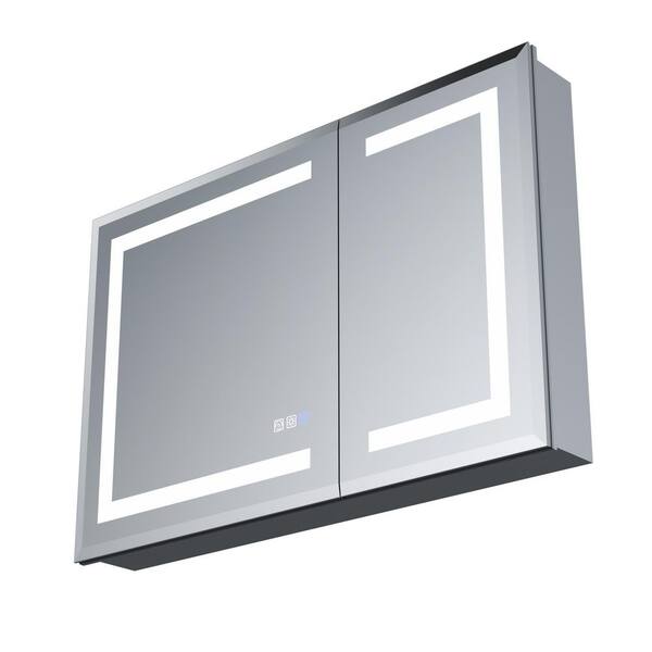 36 in. W x 24 in. H Rectangular Bevel LED Anti-Fog Surface/Recessed Medicine Cabinet with Mirror