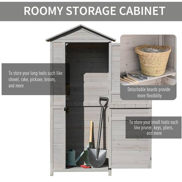 Outsunny 24 75 In X 35 5 In X 78 75 In Grey Wooden Backyard Storage Shed 845 360 The Home Depot